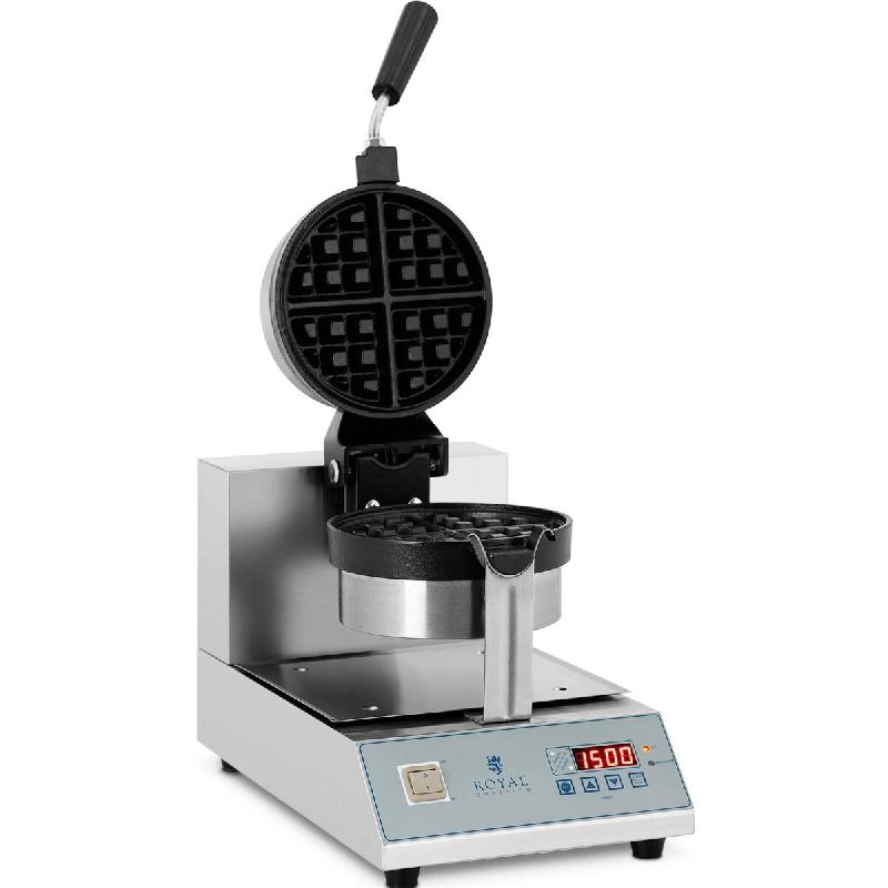 Royal Catering - Royal Catering RCWM-1300-RE Gaufrier Rond Appareil a Gaufres Belges Waffle Machine a Gaufre (Ø 18 cm, 1300 W, Plaque de cuisson - ar_0