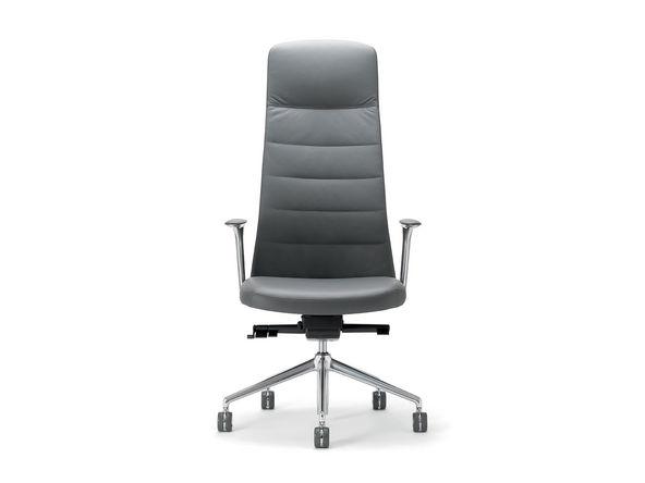 Fauteuil de direction Diane en cuir avec piètement 5 branches aluminium brillant_0