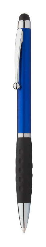 Stylo à bille en plastique avec grip caoutchouc - stylet intégré - encre bleue_0