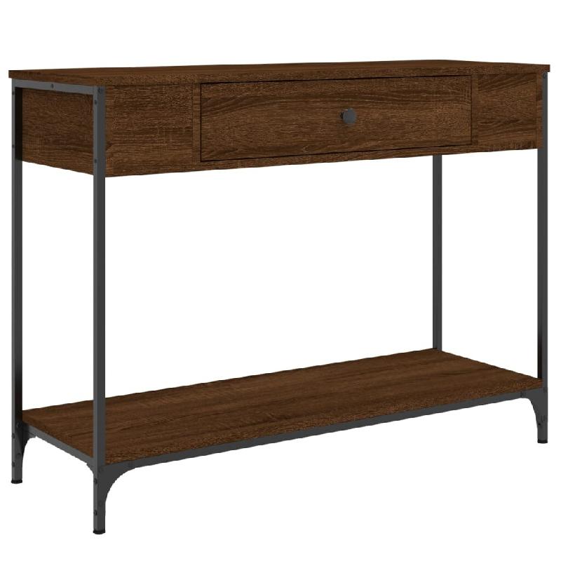 Table console chêne marron 100x34,5x75 cm bois d'ingénierie Modèle Atlas Office Prime - 834164_0