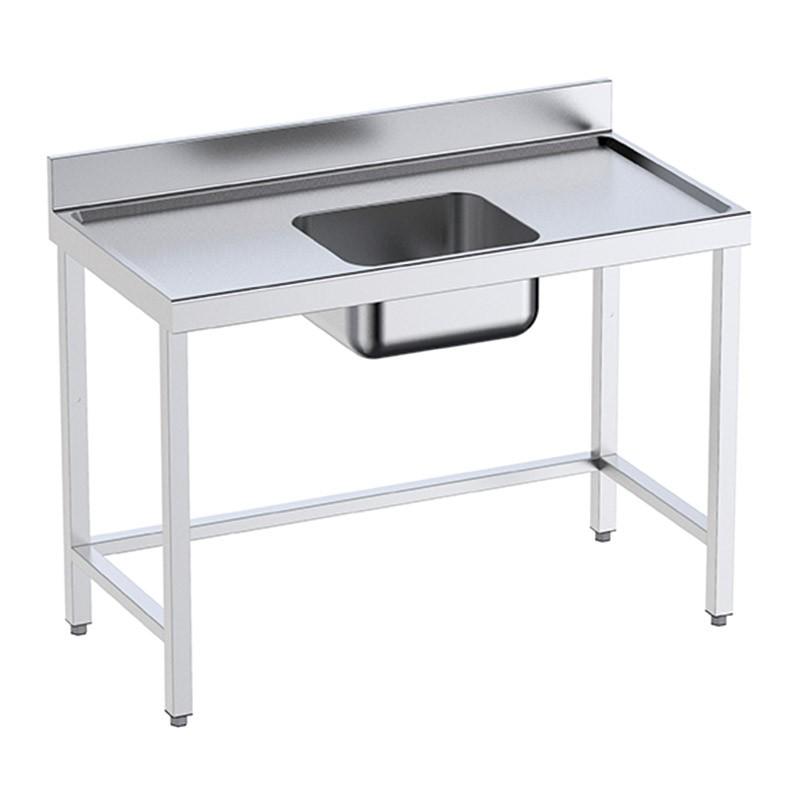 Table inox de préparation avec bords anti-ruissellement, bac au centre P 700 mm | Distform - QCCRS7 - 2000_0