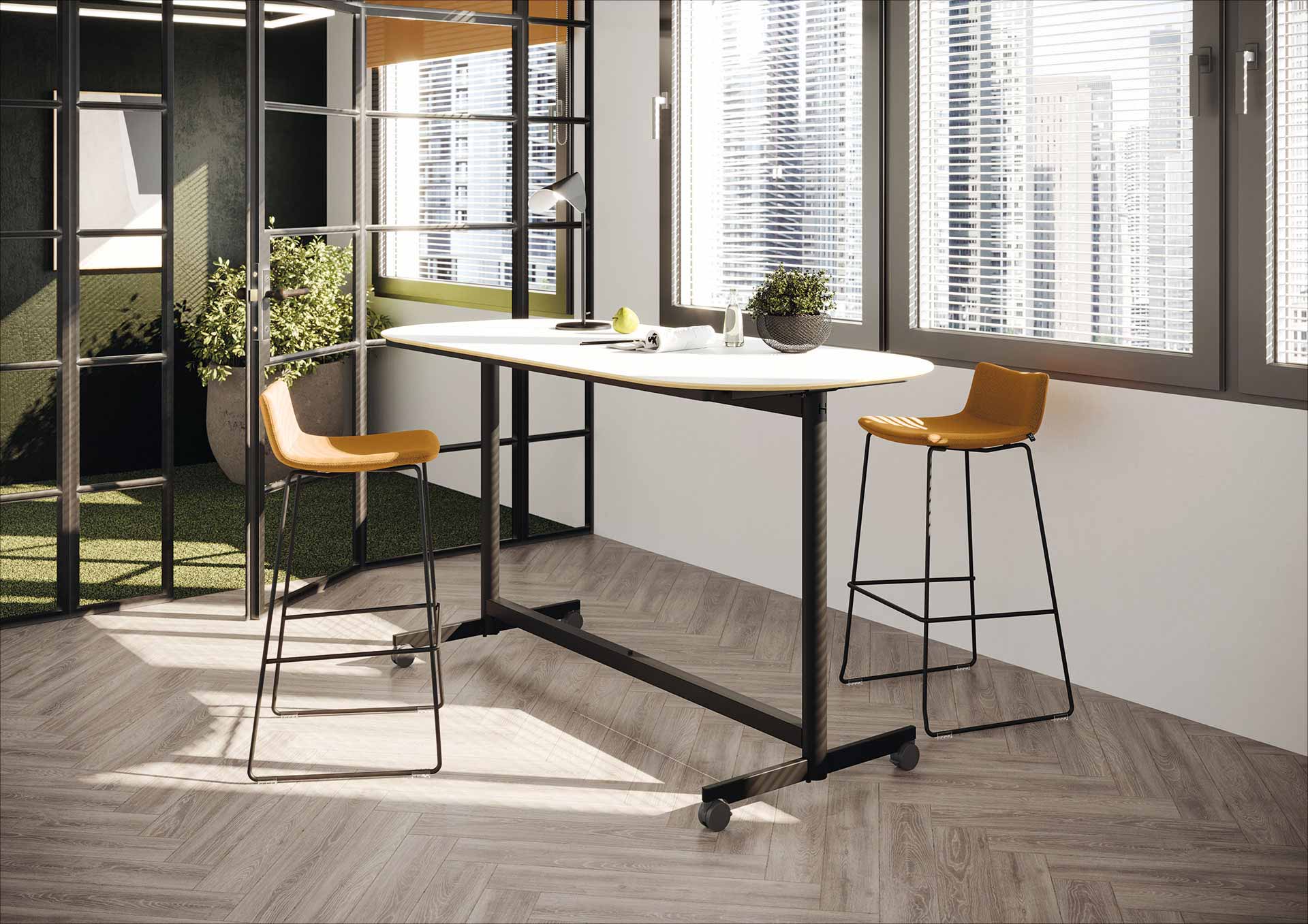Table pliante - EVOLVE HAUTE avec pieds robustes, plateaux rabattables et roulettes - 2 hauteurs disponibles_0
