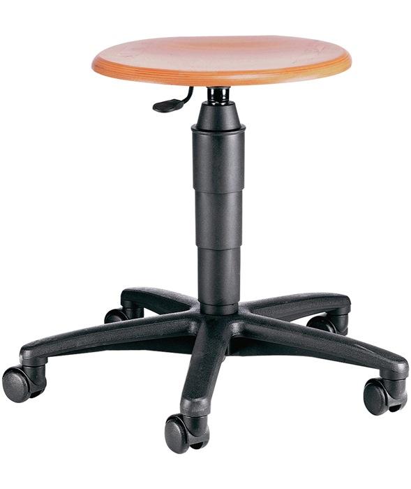 Tabourets pivotants avec roulettes - Hêtre naturel - Réglable en hauteur 420-550 mm - TOPSTAR_0