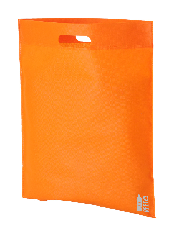 Tote bag en RPET non tissé - 70 g/m² - avec anses découpées - couleur orange - labélisé RPET_0