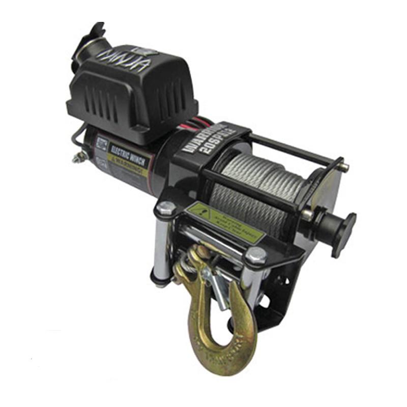 Treuil électrique Warrior 907 kg 12V - commande filaire, guide câble à rouleau, platine de montage_0