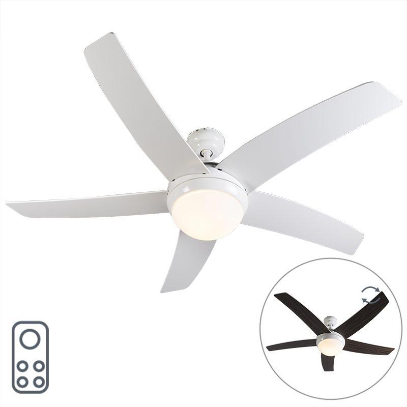 Ventilateur De Plafond Blanc Avec Telecommande Cool 52 Qazqa