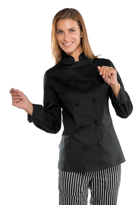 VESTE NOIRE DE CUISINE STRETCH POUR FEMME