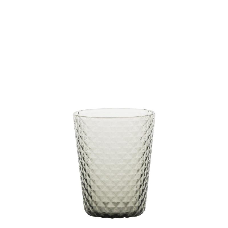 Zafferano Lot de 6 Gobelets Collection Isolano en verre soufflé artisanal fait main couleur grise avec texture effet diamant de haute qualité - gris_0