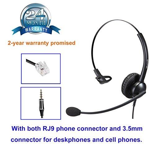Casque téléphonique fixe mono RJ9 - Micro antibruit - Compatible téléphones Avaya, Aastra, Alcatel, Polycom et plus_0