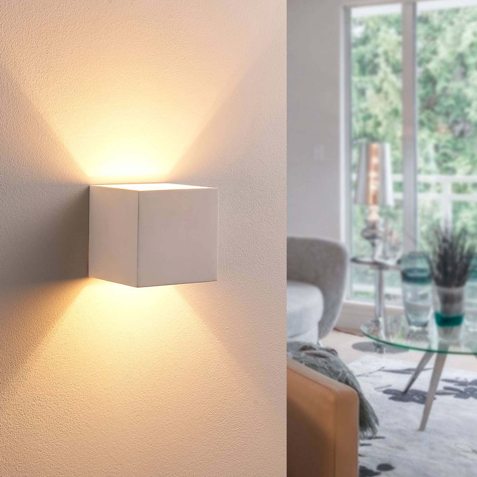 LINDBY APPLIQUE MURALE KAY, BLANC, PLÂTRE, 11,5 X 11,5 CM