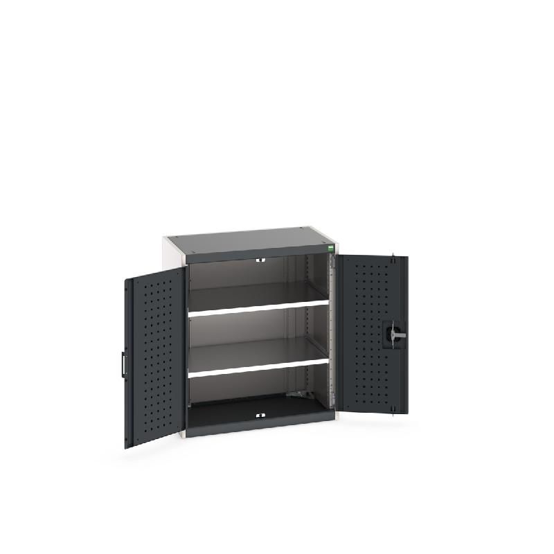 Armoire d'atelier Cubio SMF-859-1.1 - Portes perforées et 2 tablettes réglables - Charge jusqu'à 1,5 tonne_0