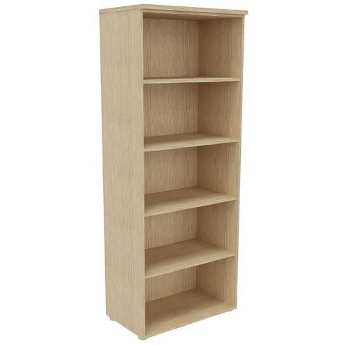 BIBLIOTHÈQUE OFFNEN OUVERTE 4 TABLETTES 80 X 201CM CHÊNE FIL - BURONOMIC