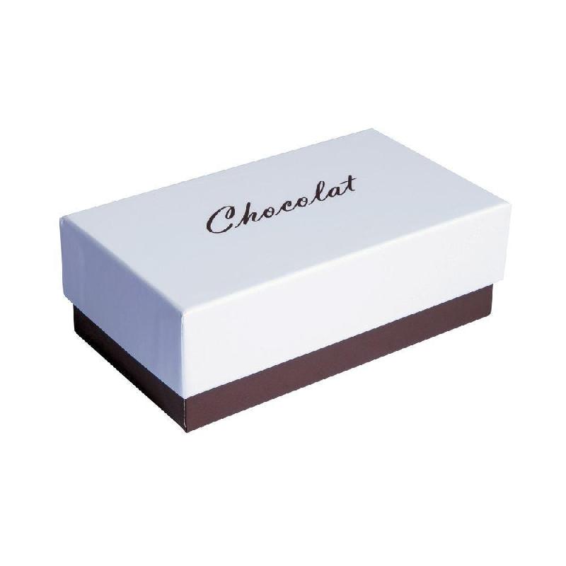 Boîte chocolat à couvercle intérieur or - Blanc/Chocolat - 14.5x8x5cm - par 10_0