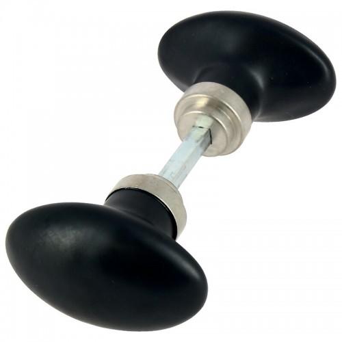 BOUTONS DOUBLES OVALES NOIRS MAT - PORCELAINE DE LIMOGES - CARRÉ 6 MM MÉRIGOUS