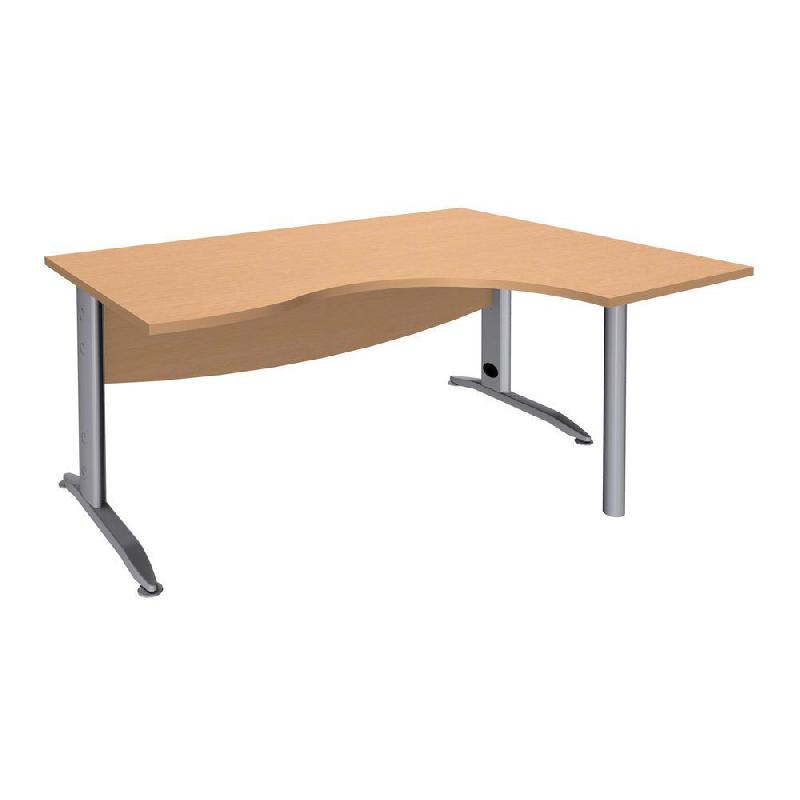 BUREAU COMPACT RETOUR A DROITE ACTIVITY METAL 2 - L. 160 X P. 120 CM - PLATEAU HETRE - PIEDS L ALUMINIUM