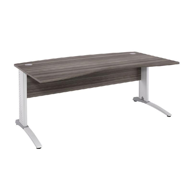 BUREAU MANAGER BIOSPACE  2 - L. 180 X P. 90 CM - PLATEAU 'CÈDRE' - PIEDS L'BLANC' - EMBASES 'ALUMINIUM'.
