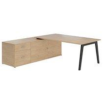 Bureau manager chêne clair 180 x 100 cm avec console à gauche - Exprim - Anthracite_0
