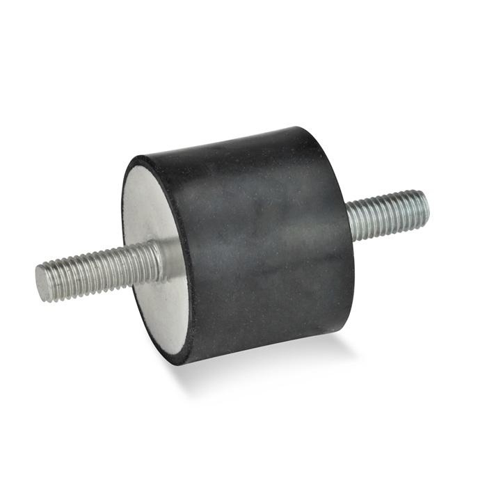 Butée en caoutchouc GN 351 - d1 50 mm, d2 M 10, h 40 mm avec 2 vis l 28 mm - GANTER_0