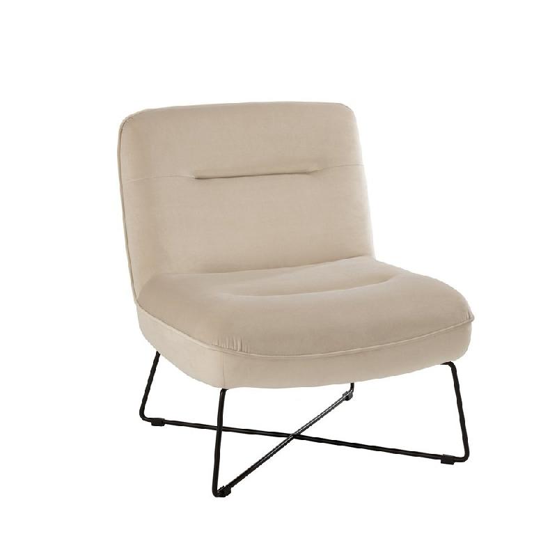 Chaise lounge SEDIA - tissu velours blanc, piétement métal plat - style nordique minimaliste_0