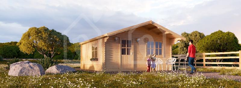 Chalet en bois Nice 36m² (6x6) - Pin nordique naturel - Épaisseur 44mm - 2 pièces_0
