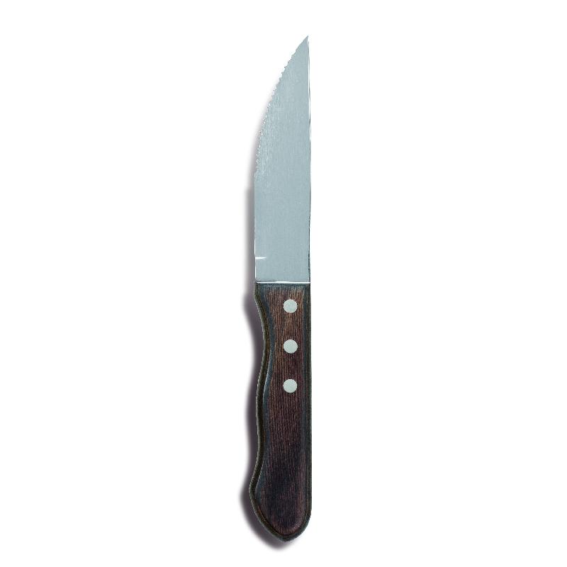 COUTEAU À STEAK MANCHE BOIS EN INOX FINITION MIROIR 25.4CM - LOT DE 6 - COMAS - CHURRASCO