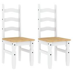 Décoshop26 - Set de 2 chaises de cuisine salle à manger design rustique en bois massif de pin blanc DEC025496 - blanc 3000255279685_0