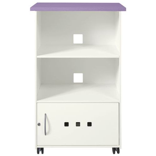 DESSERTE MOBILE IGOR 1 PORTE FERM. STR.MÉTAL BLANC MAUVE