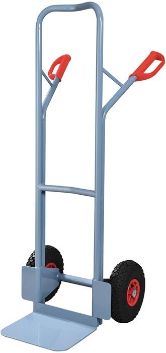 Diable de manutention en tubes d'acier - H. 1300 mm - Pelle L250xl320 mm - Pneumatique - Capacité 300 kg - Bleu pigeon RAL 5014 - PROMAT_0