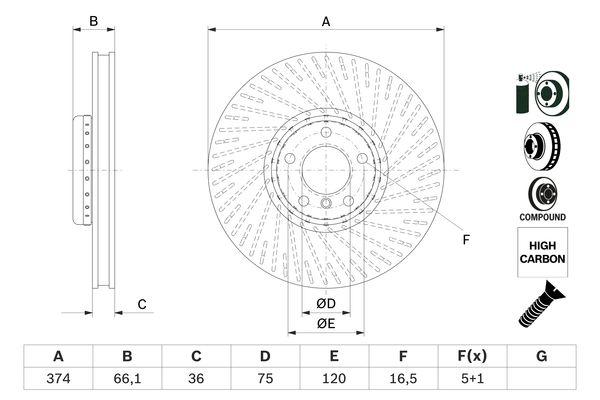 Disque de frein Bosch 0986479E63 - avant - ventilé - boîte de 1 disque_0