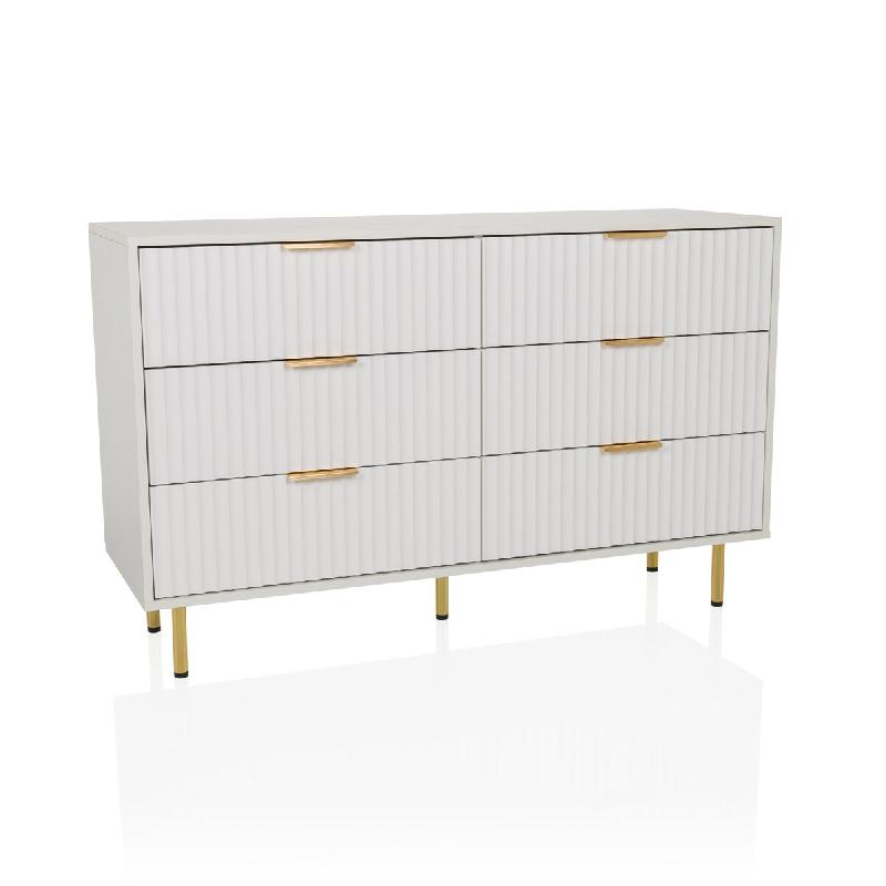 Enfilade / commode HJELLE 120 x 40 x 76 cm 6 tiroirs blanc hjh LIVING - blanc multi-matériau 928013_0