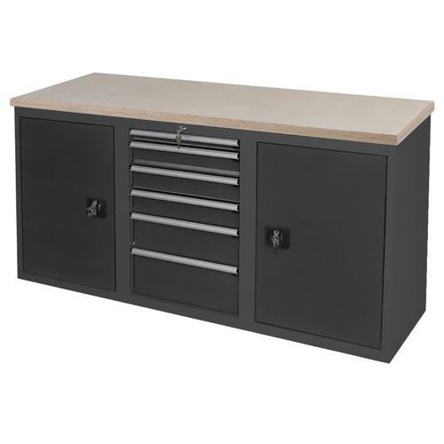 ETABLI SUR ARMOIRE BASSE PLATEAU MULTIPLIS ANTHRACITE/ANTHRACITE 7016 - ANJOU TOLERIE