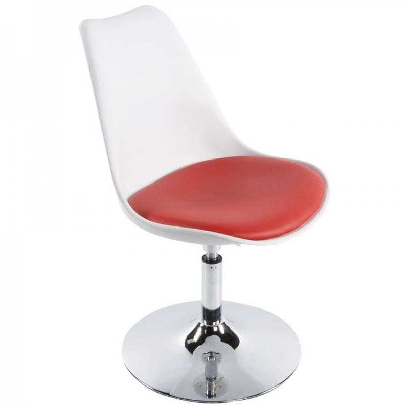 Fauteuil design Cosmo 85 cm blanc et rouge - Paris Prix, rotation 360° et hauteur ajustable_0