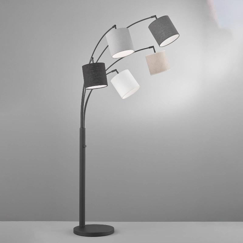 FISCHER & HONSEL LAMPADAIRE ANNECY ABAT-JOUR EN TISSU, CINQ LAMPES