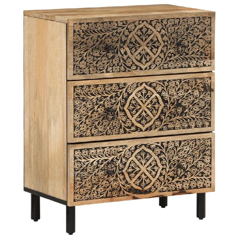 Helloshop26 - Armoire latérale 60 x 33 x 75 cm espace de rangement fonction d'affichage style rétro en bois massif de manguier 02_0047285 - Bois mas_0