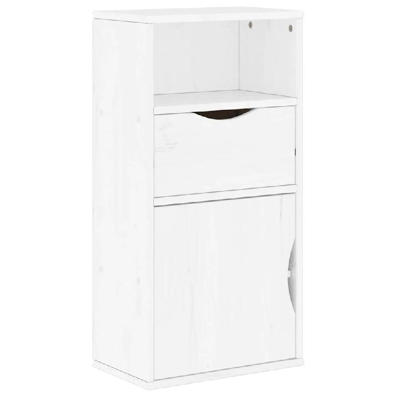 Helloshop26 - Armoire latérale en bois massif pin avec grand espace de rangement style rustique 40 x 24 x 79 cm en bois blanc 02_0058047 02_0058047 -_0