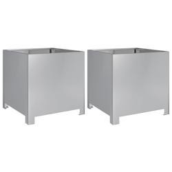 Helloshop26 - Jardinière bac lit surélevé plantes fleurs jardin terrasses lot de 2 40 x 40 x 40 cm acier galvanisé Argent 02_0038956 - 3000217954315_0
