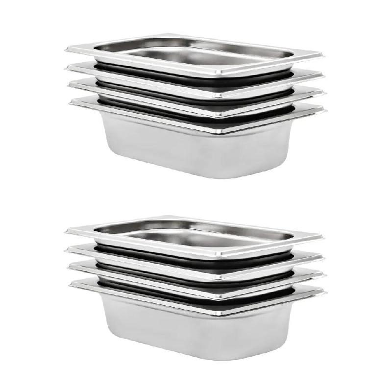 Helloshop26 - Lot de 8 récipients gastronorm empilables cuisine 265 x 162 x 65 mm en acier inoxydable argenté 02_0045998 - argenté inox 3000233995422_0