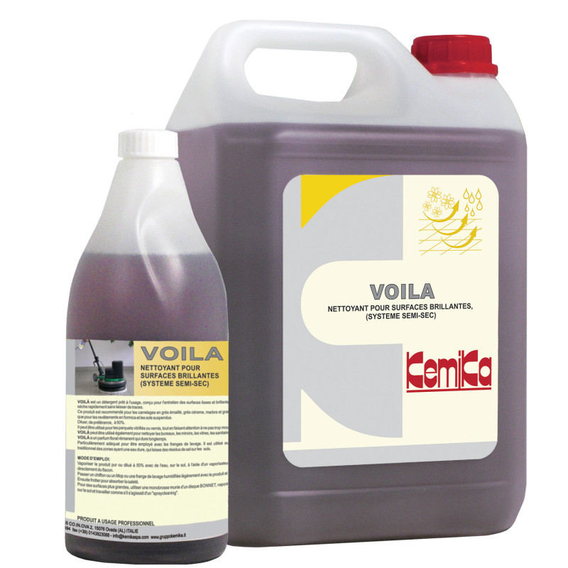 Kemika voila detergent nettoyant surfaces brillantes (gres cerame, marbre et granit polis) ph: 8.4 ± 0.4 (010402) flacon de 750m_0
