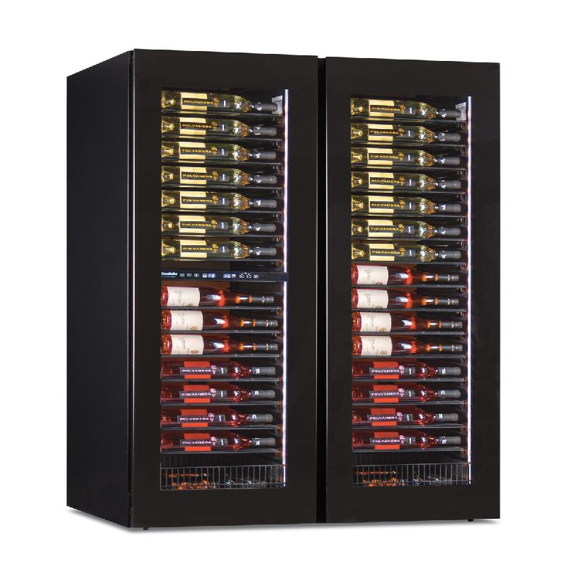 KLIMAITALIA Cave à vin à deux ptes avec 3 zones de température. 217 bouteilles. Des ptes vitrées. LED. Étagères inox. Thermo num. Mod. SW224-3TB_0