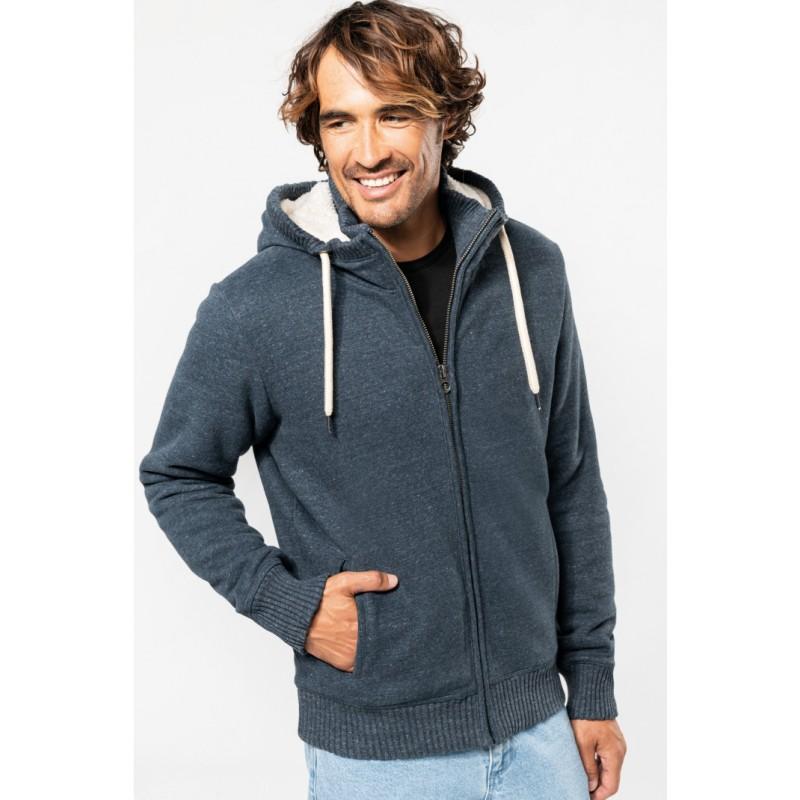KV2312 - Veste vintage molleton doublée sherpa homme - look vieilli et ultra confortable_0