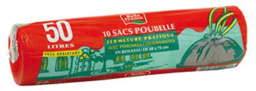 Lot de 10 sacs poubelle - 50L avec poignées en polyéthylène_0