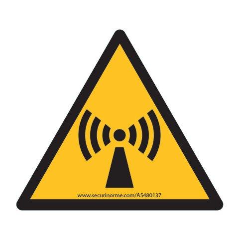 LOT DE 5 - SIGNALÉTIQUE DANGER W005 - RADIATIONS NON-IONISANTES - ISO 7010 - VINYLE - 100 MM