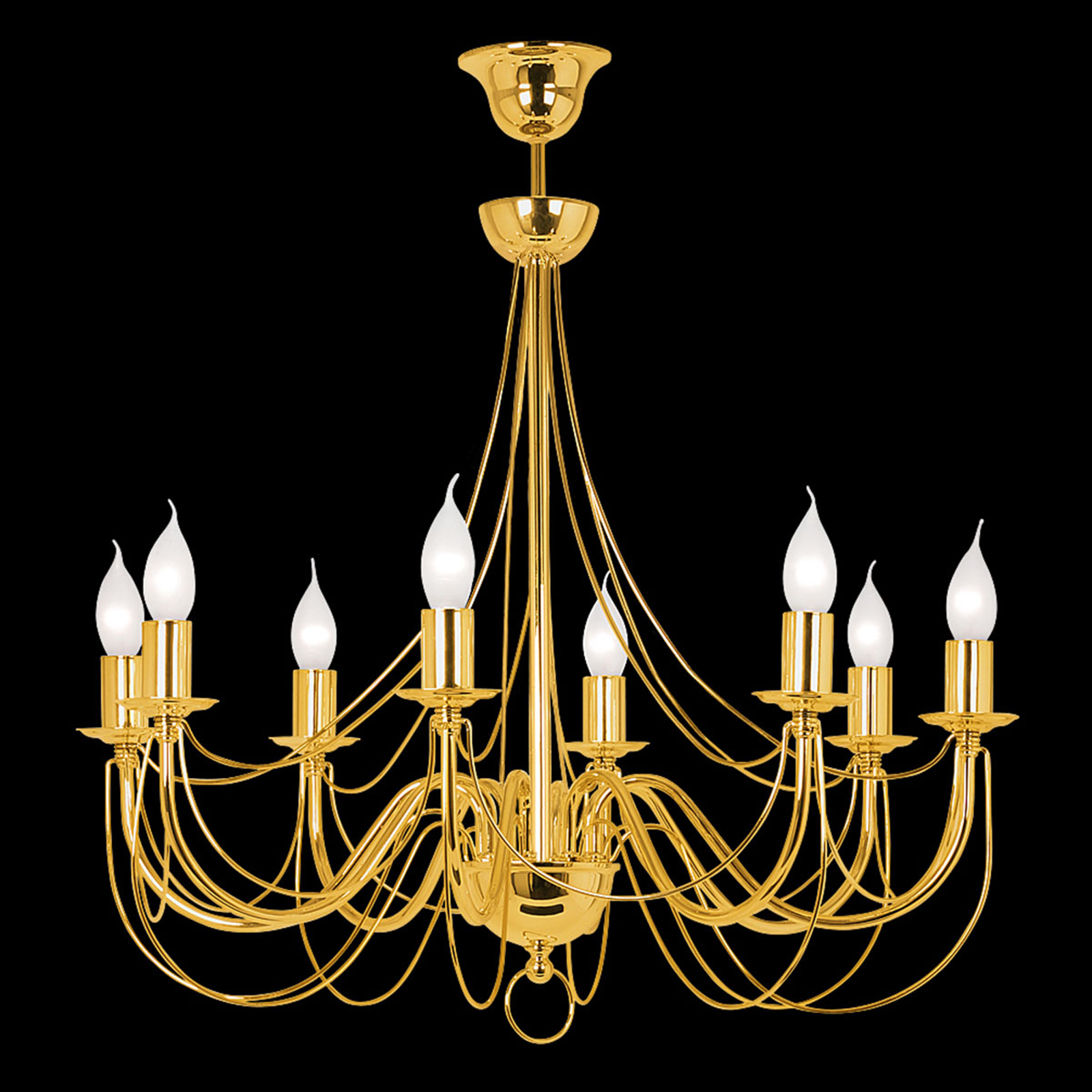DOMILUCE LUSTRE DORÉ RETRO, À HUIT LAMPES