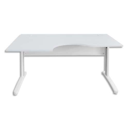 Bureau compact retour gauche MT International - Pieds L blancs - Dimensions : L160 x H73 x P80/100 cm_0