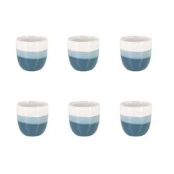 Novastyl - Lot 6 Tasses Expresso Riga Bleu 11cl En Gres - Grès 3256391026038_0