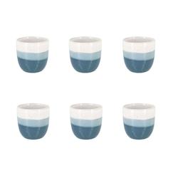 NOVASTYL - Lot 6 Tasses Expresso Riga Bleu 11cl En Gres - 3256391026038_0