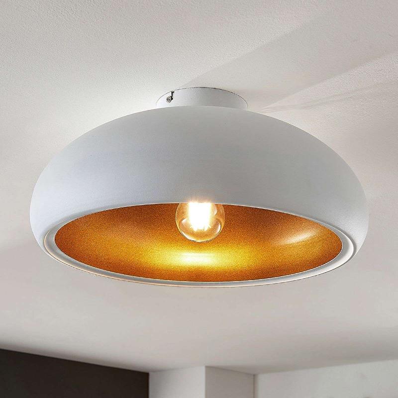 LINDBY PLAFONNIER GERWINA, BLANC/DORÉ, MÉTAL, 40 CM, E27
