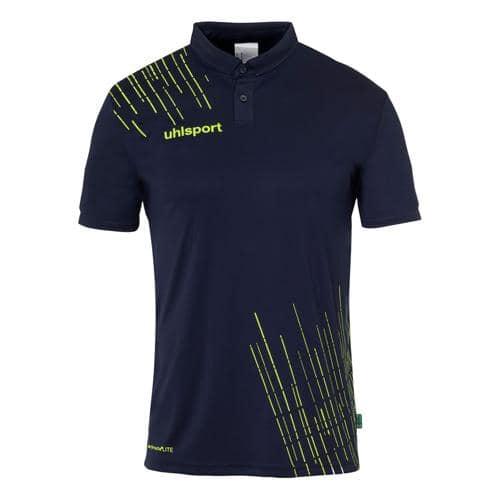 POLO POLYCOTON - UHLSPORT - SCORE 26 BLEU MARINE/JAUNE FLUO