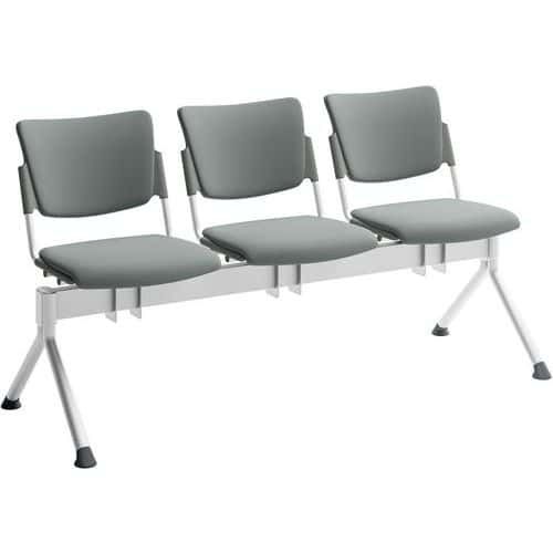 POUTRE CAMPUS TAPISSÉE TISSU POUR VISITEUR - 3 PLACES - GRIS - QUADRIFOGLIO