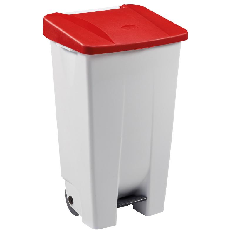 ROSSIGNOL Poubelle mobile a pedale - 120 L - mobily - blanc / rouge_0
